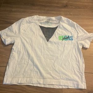 White mesh V neck Vargas Pink T-shirt